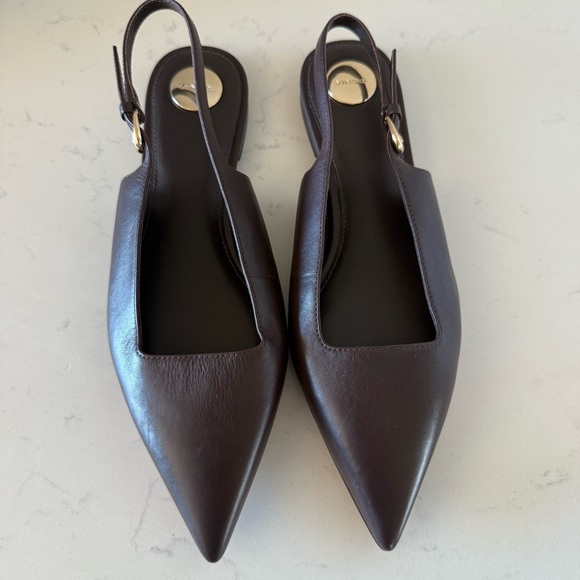 NEW Vince leather brown pointy toe sling back flats Size: 6 - Picture 1 of 4
